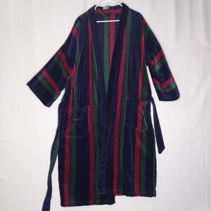 Vtg Preswick And Moore Robe Mens OS Heavy Terrycloth Striped Turkish 100% Cotton